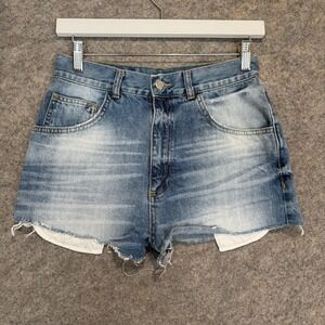 Anine Bing Denim Shorts Womens 26 High Waisted Frayed Raw Hem Cut Off Blue W26